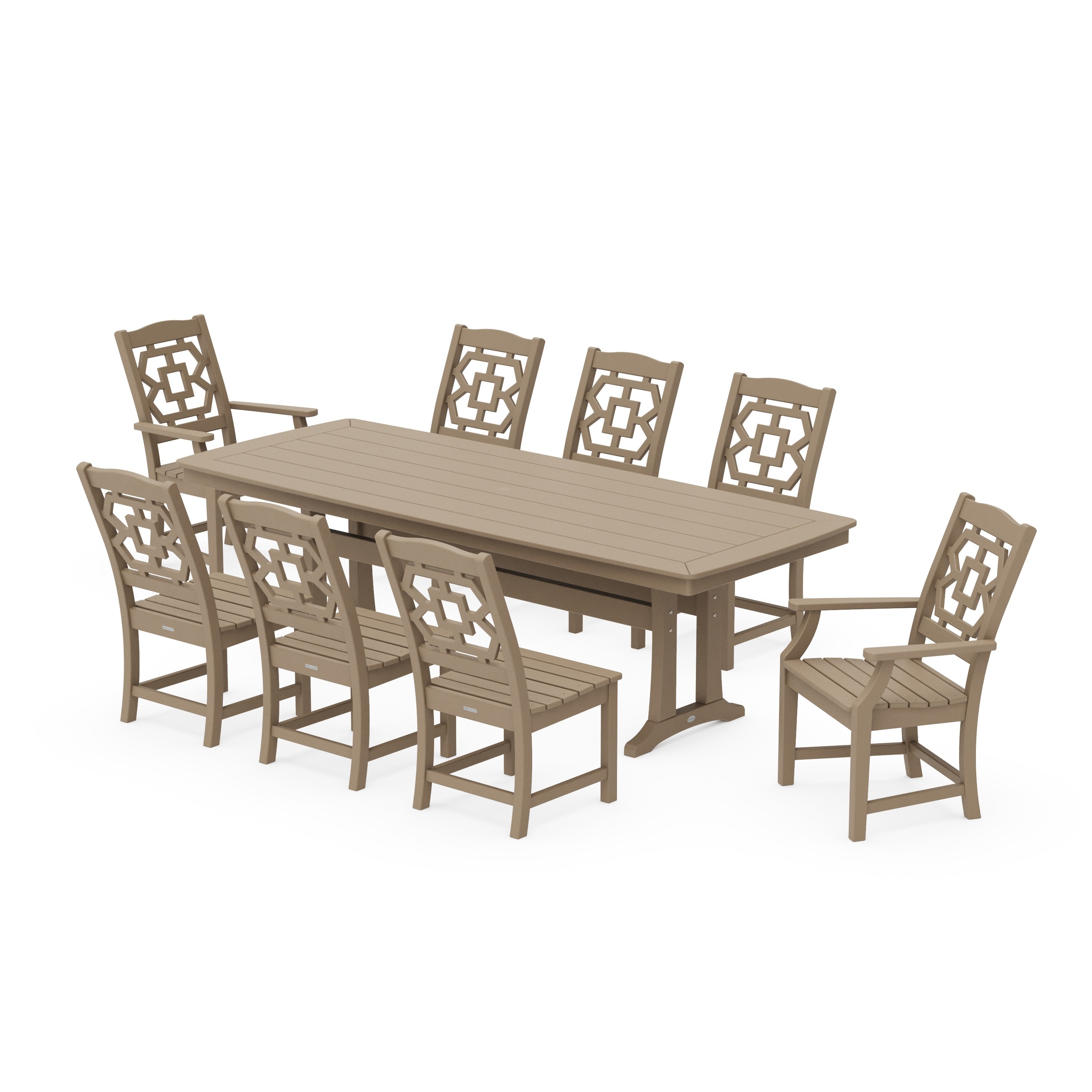 Chinoiserie 9-Piece Dining Set with Trestle Legs