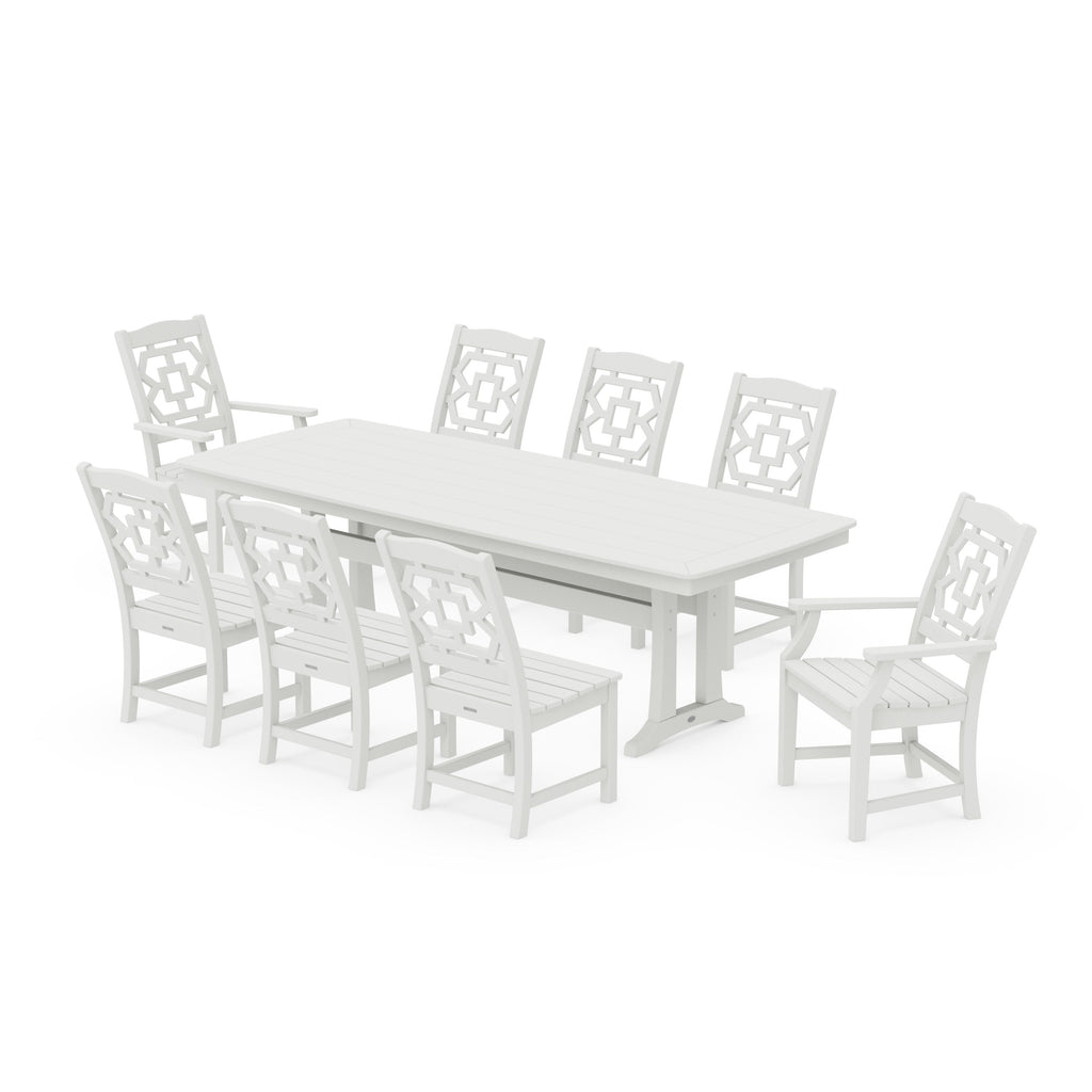 Chinoiserie 9-Piece Dining Set with Trestle Legs