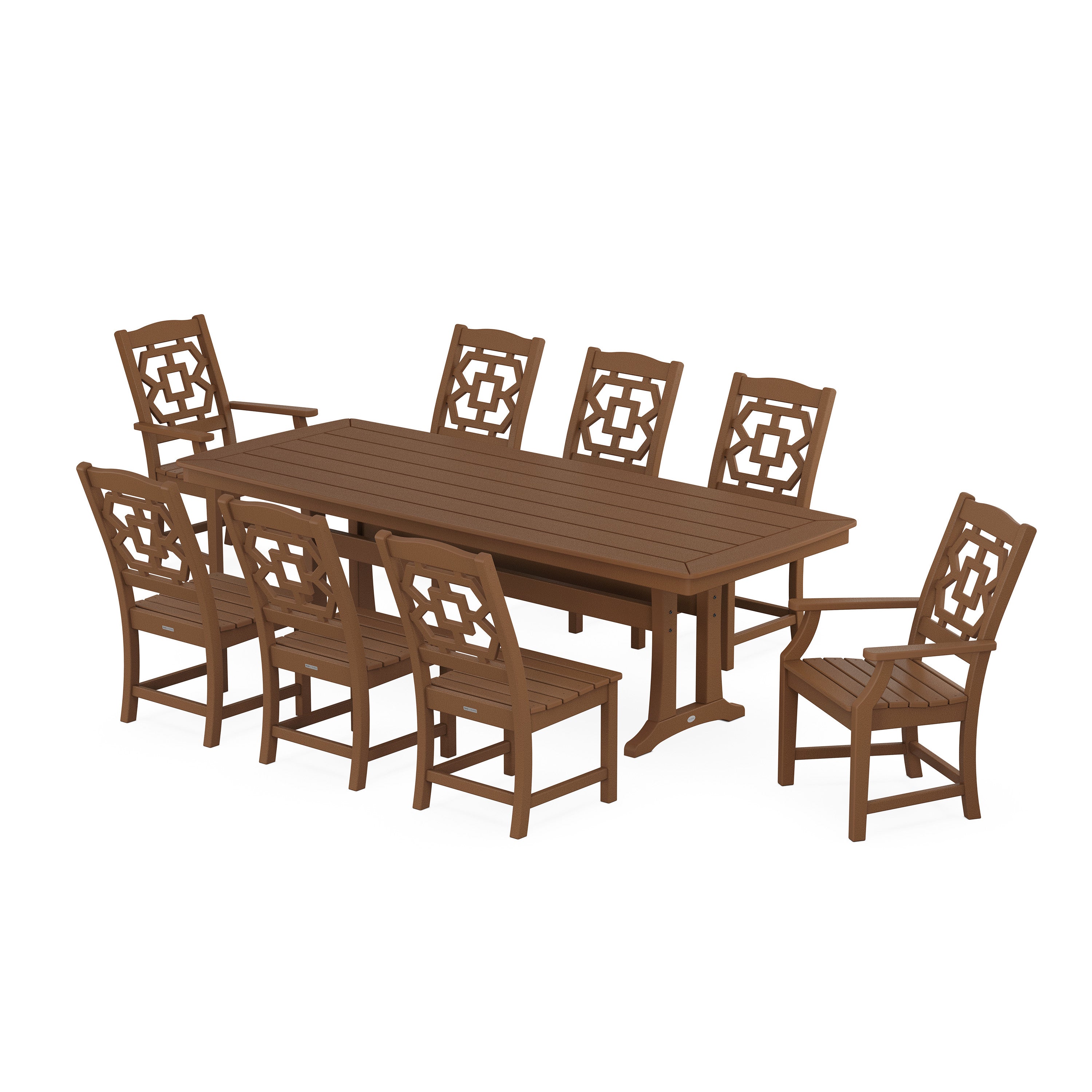 Chinoiserie 9-Piece Dining Set with Trestle Legs