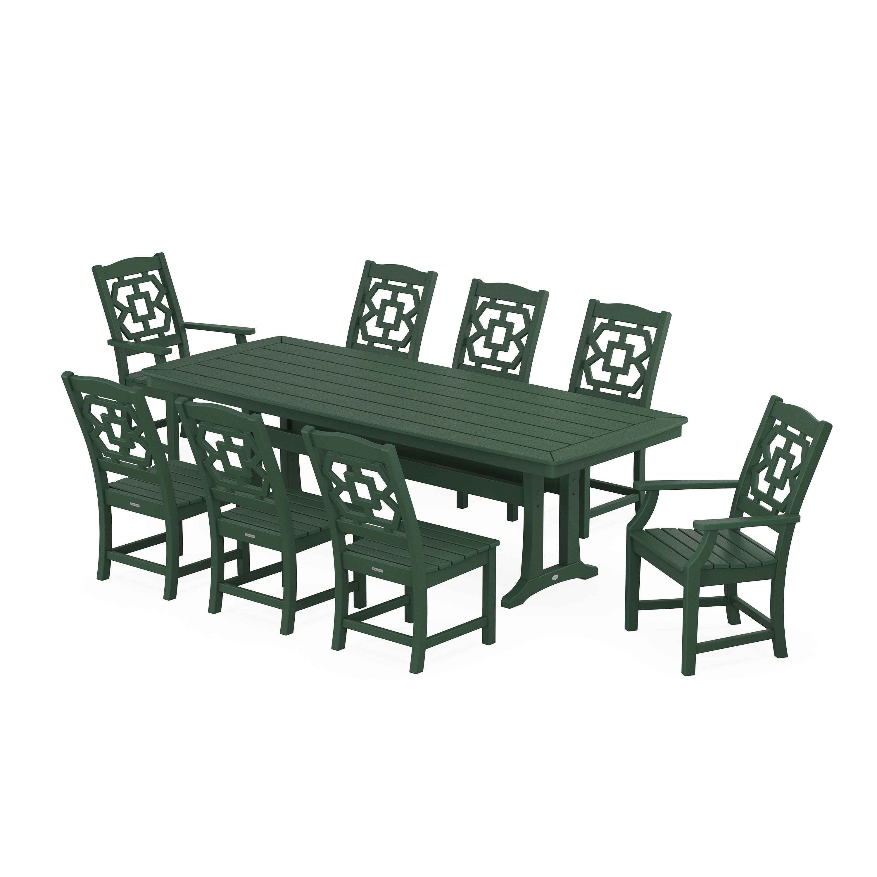 Chinoiserie 9-Piece Dining Set with Trestle Legs