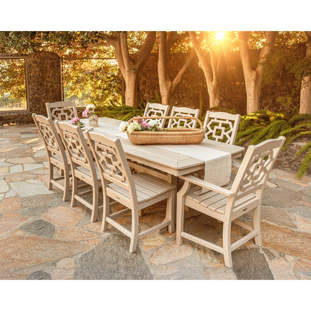 Chinoiserie 9-Piece Dining Set with Trestle Legs