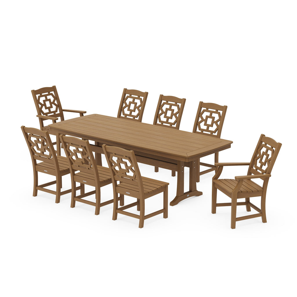 Chinoiserie 9-Piece Dining Set with Trestle Legs