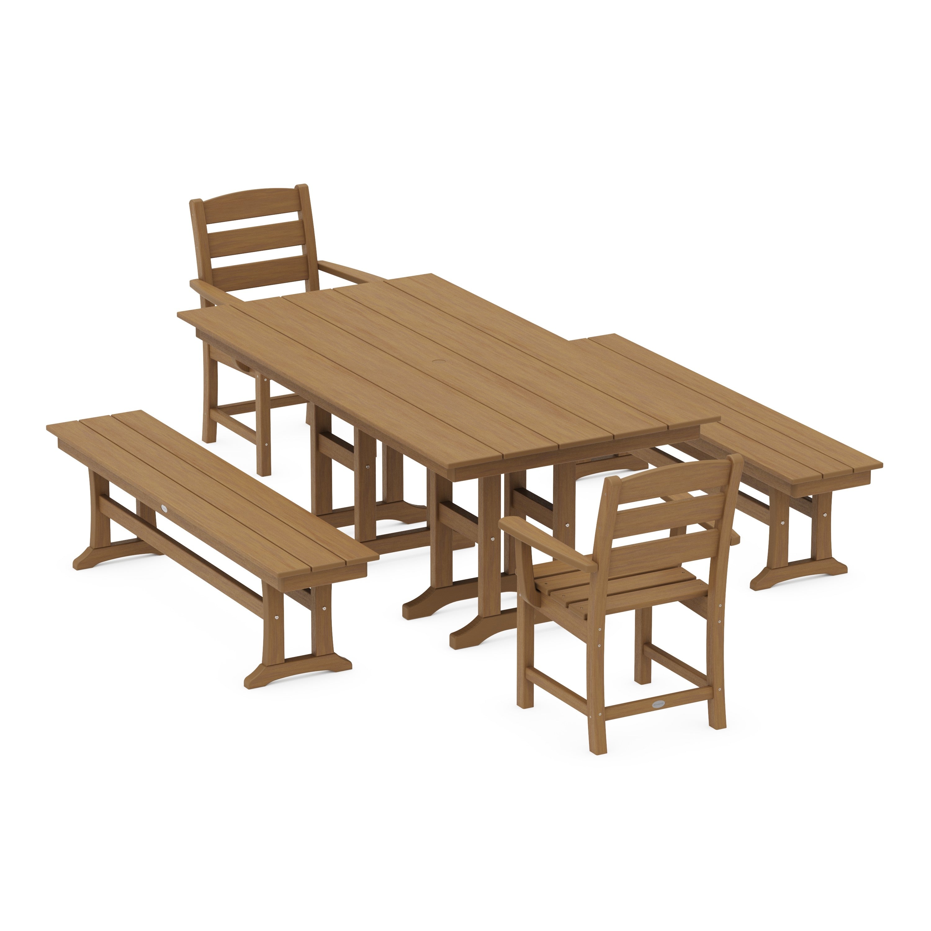 Lakeside 5-Piece Farmhouse Dining Set with Benches