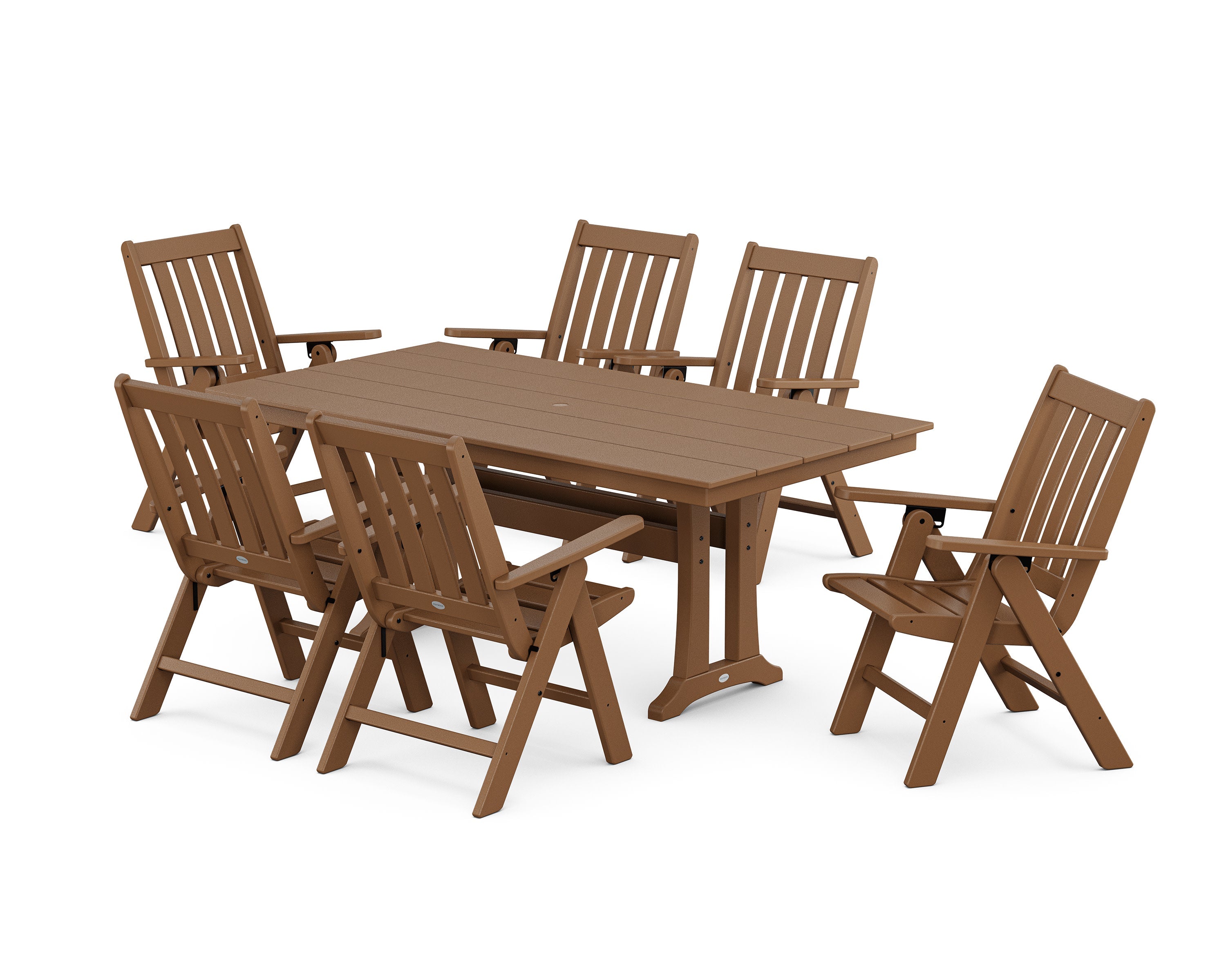 Vineyard Folding Chair 7-Piece Farmhouse Dining Set with Trestle Legs