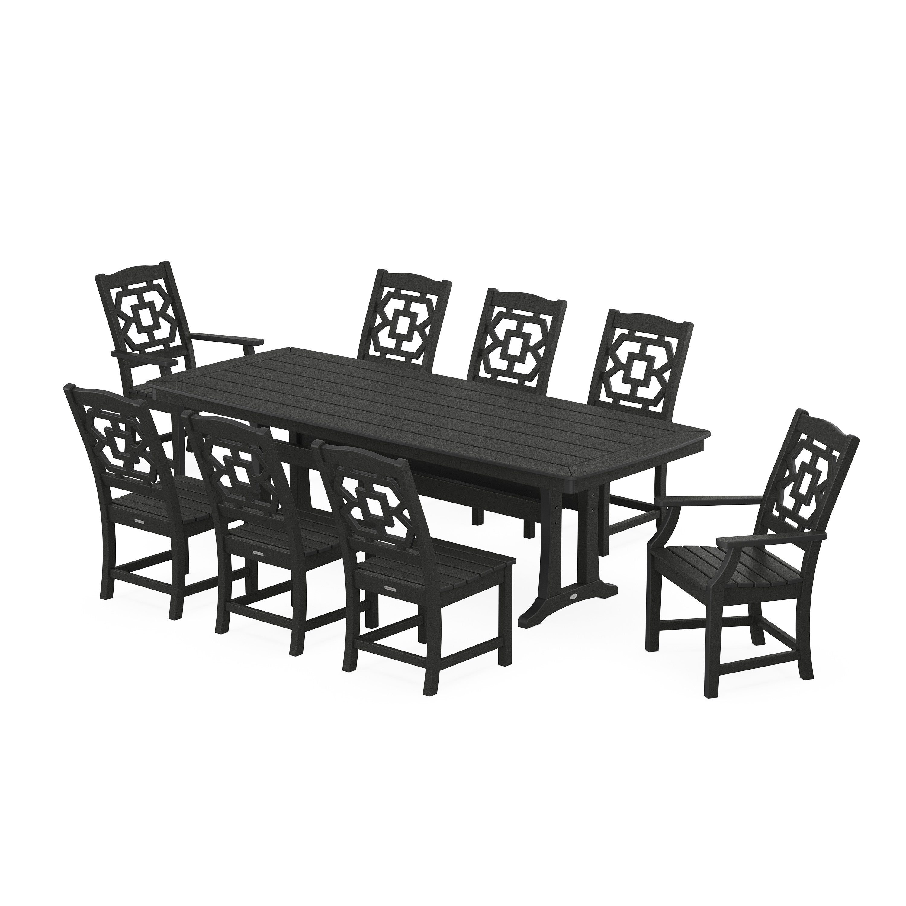 Chinoiserie 9-Piece Dining Set with Trestle Legs