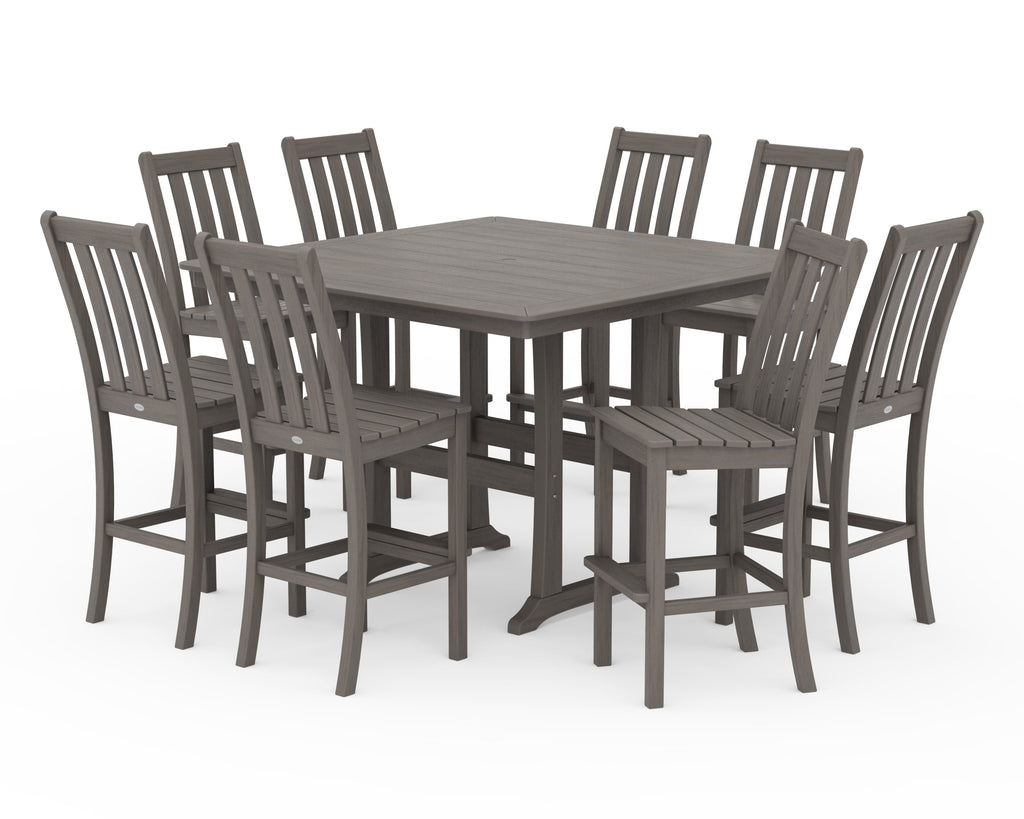 Vineyard 9-Piece Nautical Trestle Bar Set