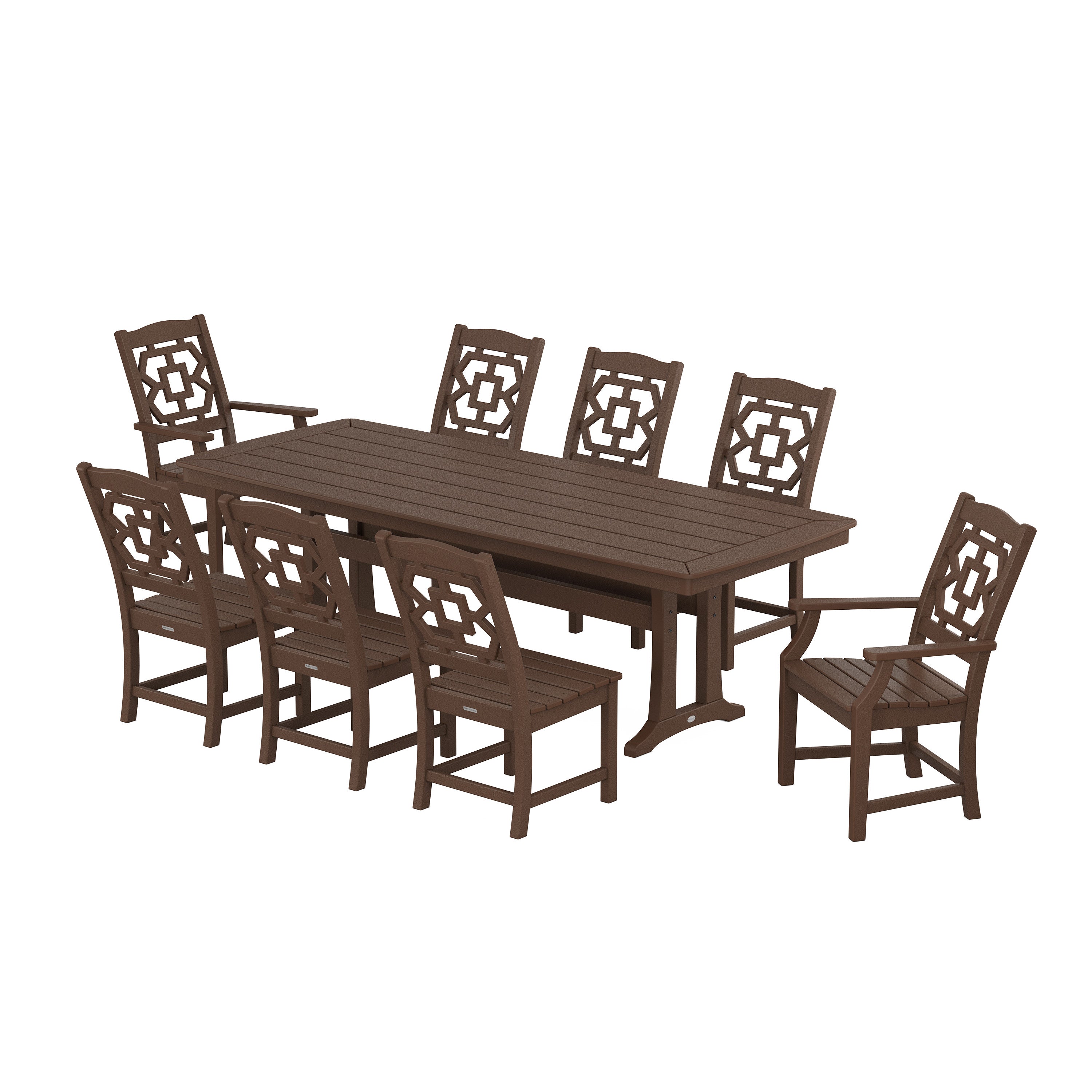 Chinoiserie 9-Piece Dining Set with Trestle Legs